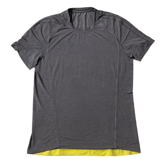 lululemon athletica Other - Lululemon Athletica Short Sleeve Gray Shirt w/Yellow Trim - Sz XL